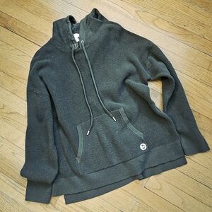 Michael Kors Olive Green Women's Hoodie Sweater Sz L Waffle KNIT